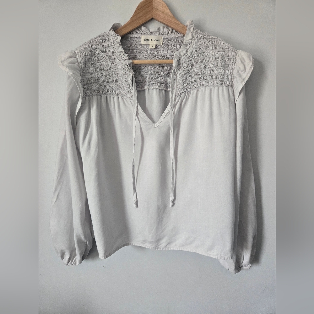 CLOTH AND STONE Light Gray Tencel Lyocell Top